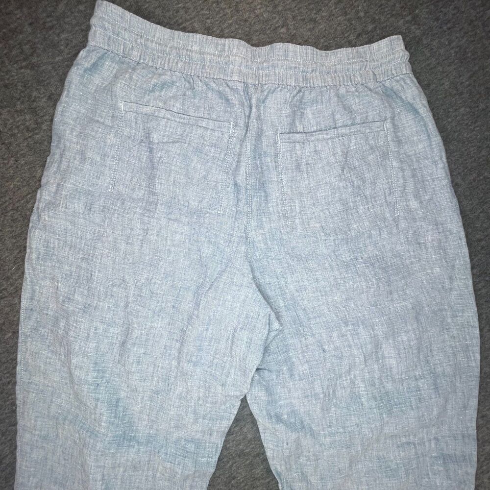 Athleta Cabo Linen Jogger Pants 10 Blue Drawstring Beach Coastal Resort Vacay - Picture 14 of 15
